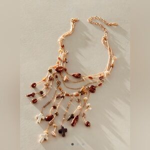 NWT Free People x Ariana Ost Something Beautiful Necklace in Brown